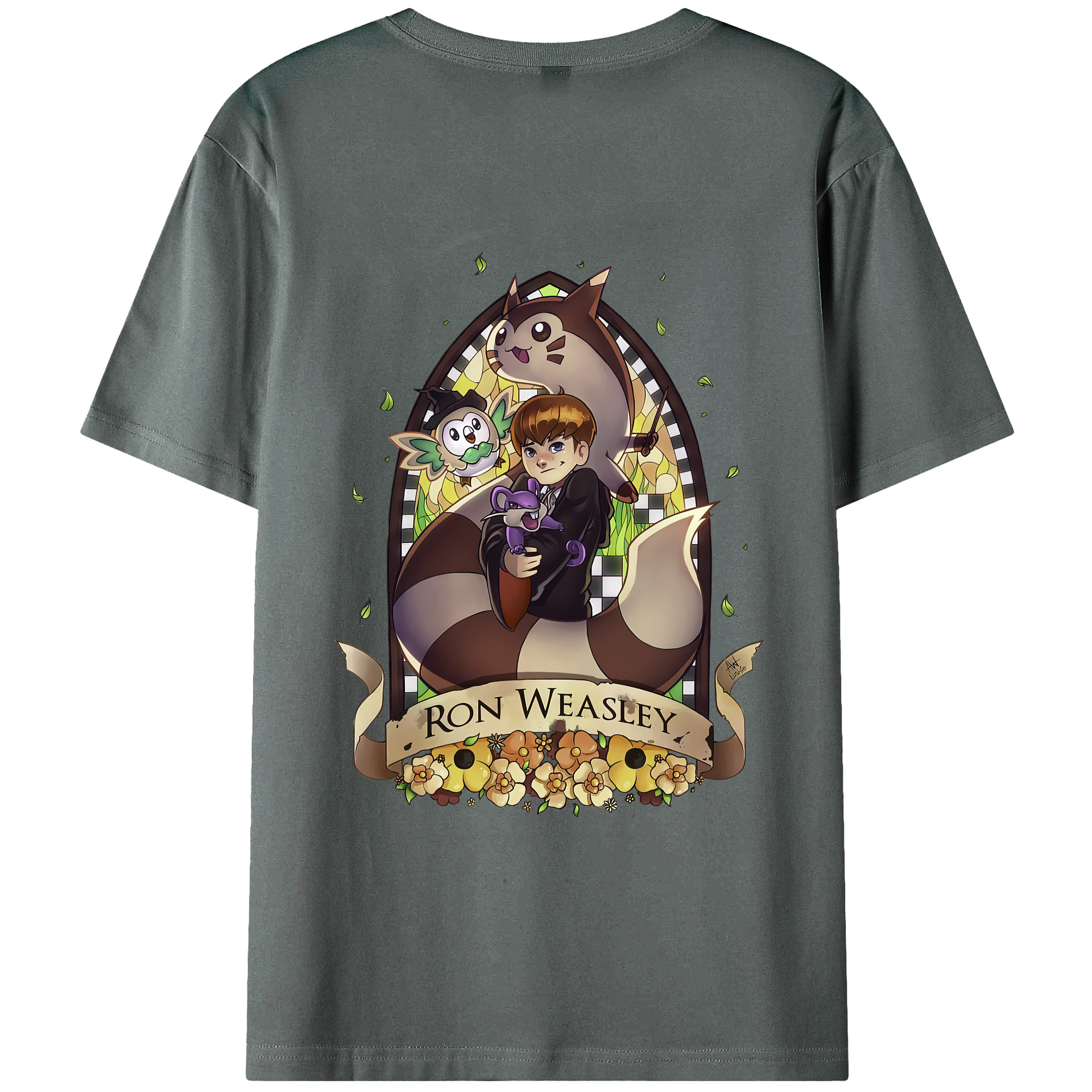 （画像用） Harry Potter ハリー・ポッターシリーズ 綿100％ メンズ半袖Tシャツ（バックプリント） 通気性